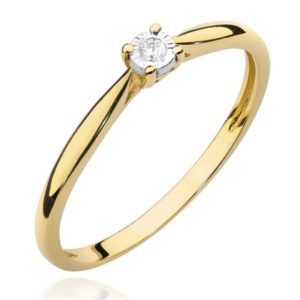 Zaręczynowy pierścionek z Brylantem 0,01ct z żółtego/białego złota próby 585